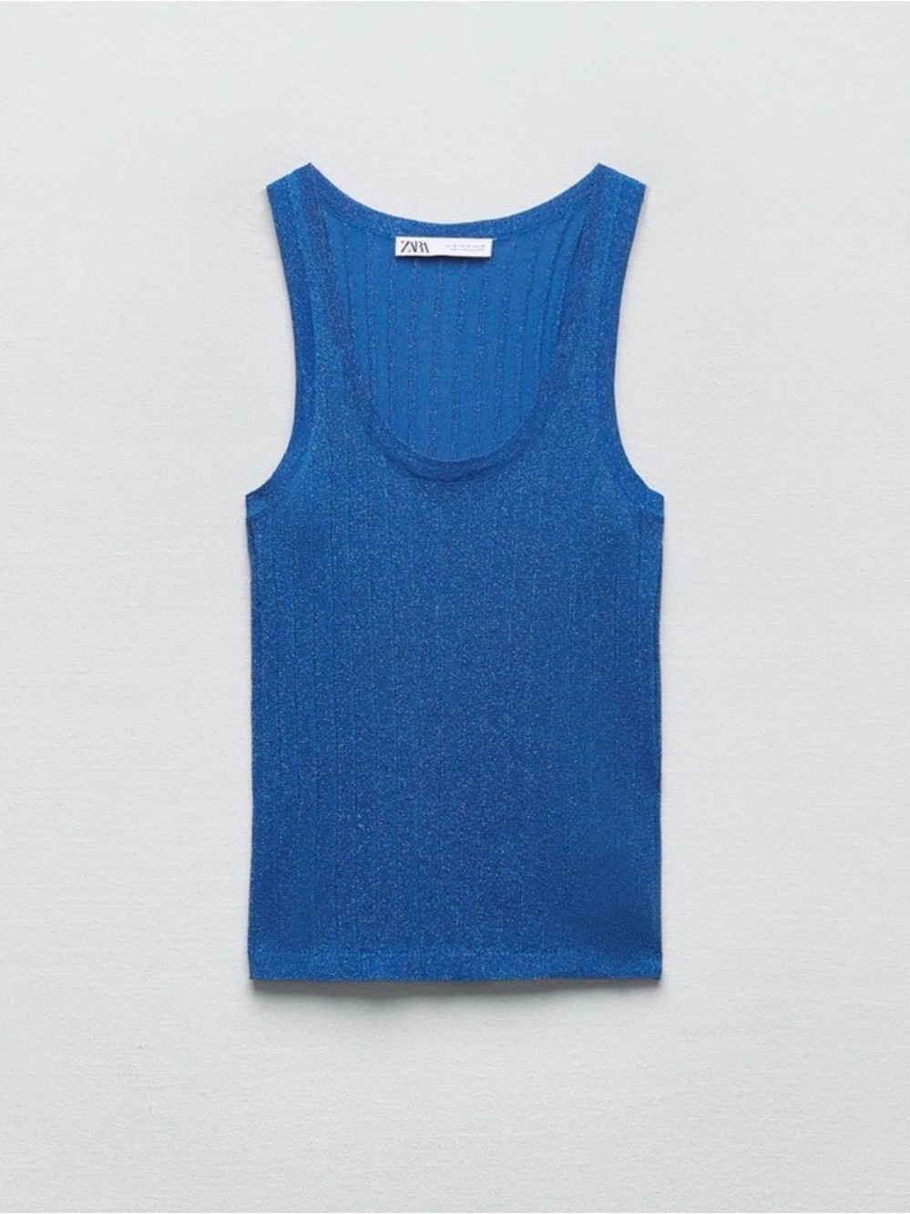 Zara Metallic Knit Ribbed Tank Top